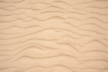 Top view on the sand dunes. The texture of sand