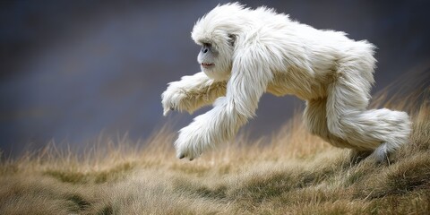 dynamic angle wildlife action photo of dynamic pose yeti