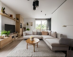 Fototapeta premium scandinavian style living room with modern furnishings