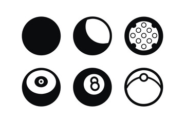 set of pool ball vector silhouette illustration isolated on white background