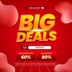 Big Sale discount deals Simple Red gradient Editable yellow text effect Fluid Promotion Marketing banner