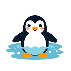 Obraz premium Cute Cartoon Penguin Swimming in Water Illustration for Children's Book or Educational Material