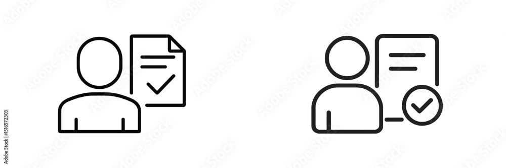Fototapete Iconic representation of individual and document interaction indicating approval or verification process in a minimalistic style