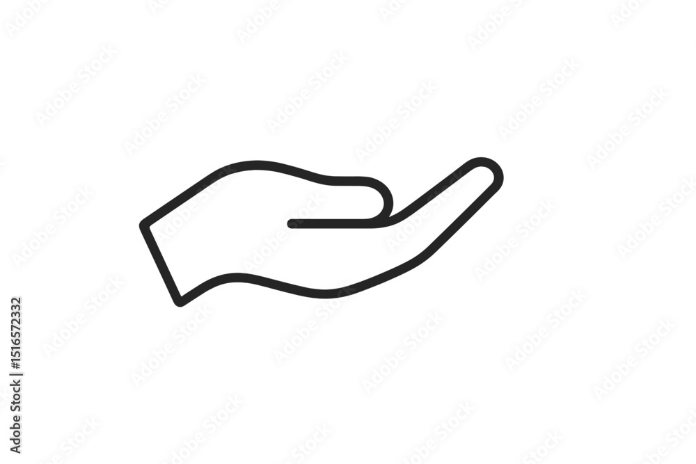 Aufkleber Outline of a hand open and extended, symbolizing support and assistance in various contexts