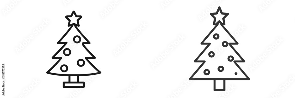 Poster two simple line drawings of christmas trees for holiday decoration inspiration in various design pro