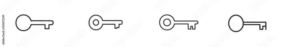 Aufkleber Four minimalist key designs in black and white displayed on a plain background showcasing simplicity and elegance