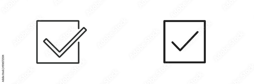 Aufkleber Checkboxes with checkmarks in simple outline design suitable for web applications and digital interfaces