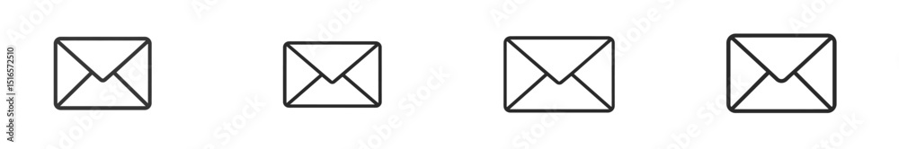 Poster various envelope designs lined up on a white background showcasing different styles and sizes for cr