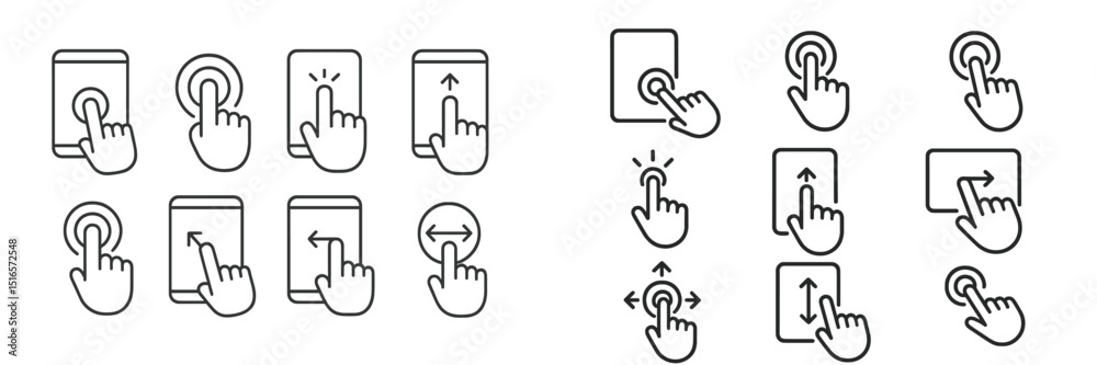 Leinwandbilder various hand gesture icons for touchscreen interactions and user interface design inspiration in dig