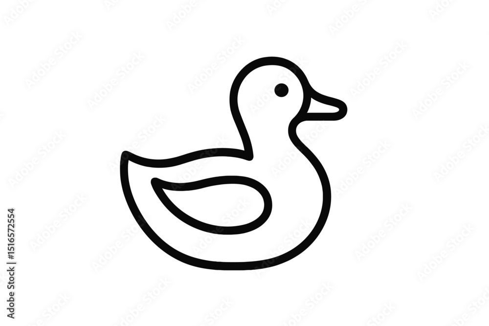 Poster Cute black outline duck illustration, perfect for children's art and design projects, showcasing a friendly character in a simple style