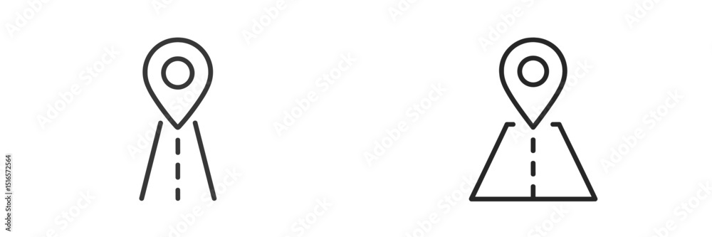 Poster Different styles of location markers represented as simple line drawings on a plain background highlighting navigation