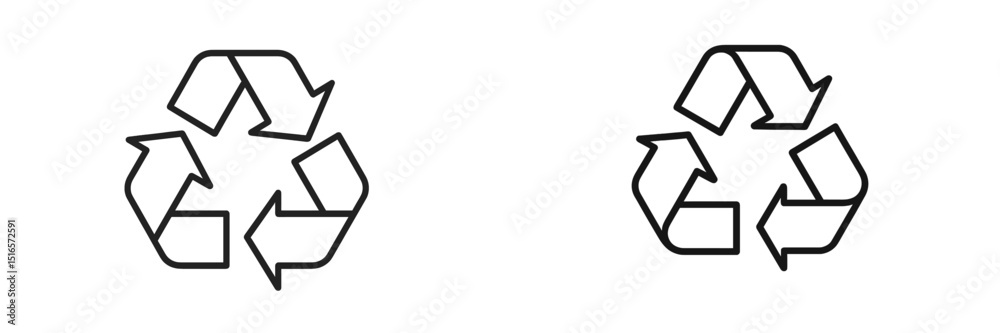 Poster recycling symbols displayed side by side demonstrating eco-friendly practices and sustainability