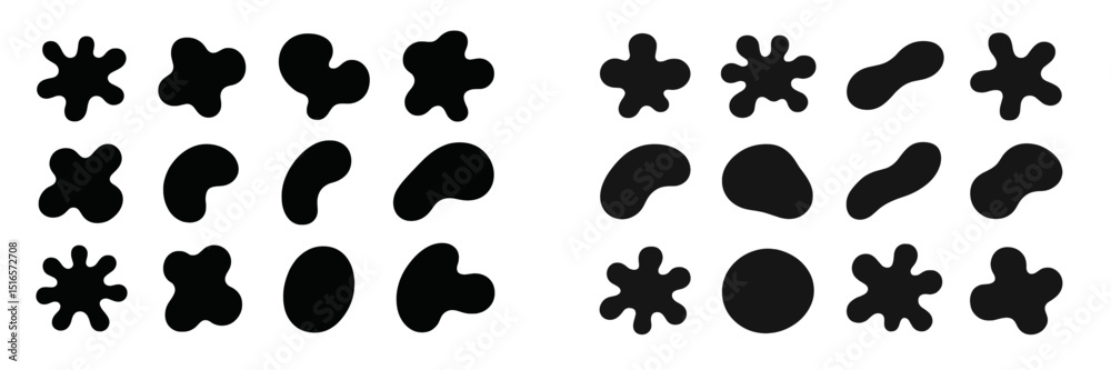 Aufkleber Abstract black shapes arranged in grid pattern for graphic design and artistic projects