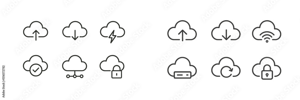 Leinwandbilder collection of various cloud symbols illustrating different features and activities related to cloud 