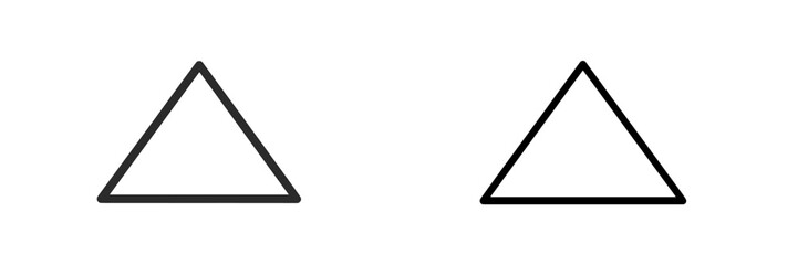 Different styles of triangular shapes shown side by side displaying variations in line thickness and design simplicity
