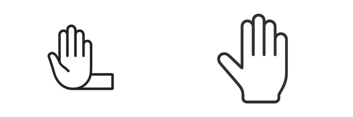 Obraz premium Two simple hand gestures depicted in outlined styles, symbolizing stop and greeting actions