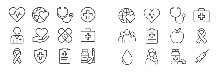 Fototapeta na wymiar Health and wellness icons representing medical care, public health, and community support initiatives
