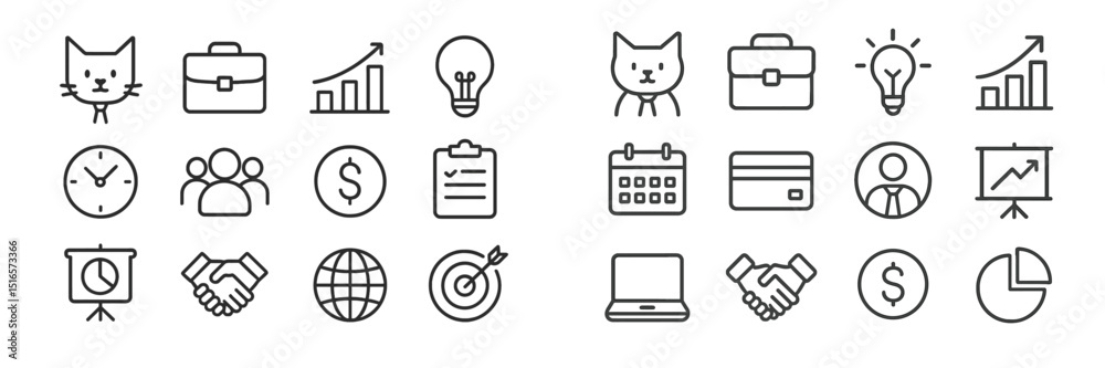 Poster Icons representing various business concepts and tools for productivity in a minimalist style