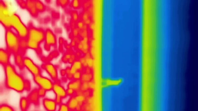 A dog running along the road. Image from thermal imager device. Vertical video
