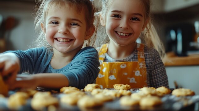 Happy Girls Baking Cookies Together