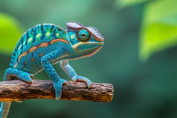 Obraz premium Blue Lizard (Anoles) on Green Leaves