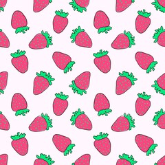 Seamless pattern with strawberries
