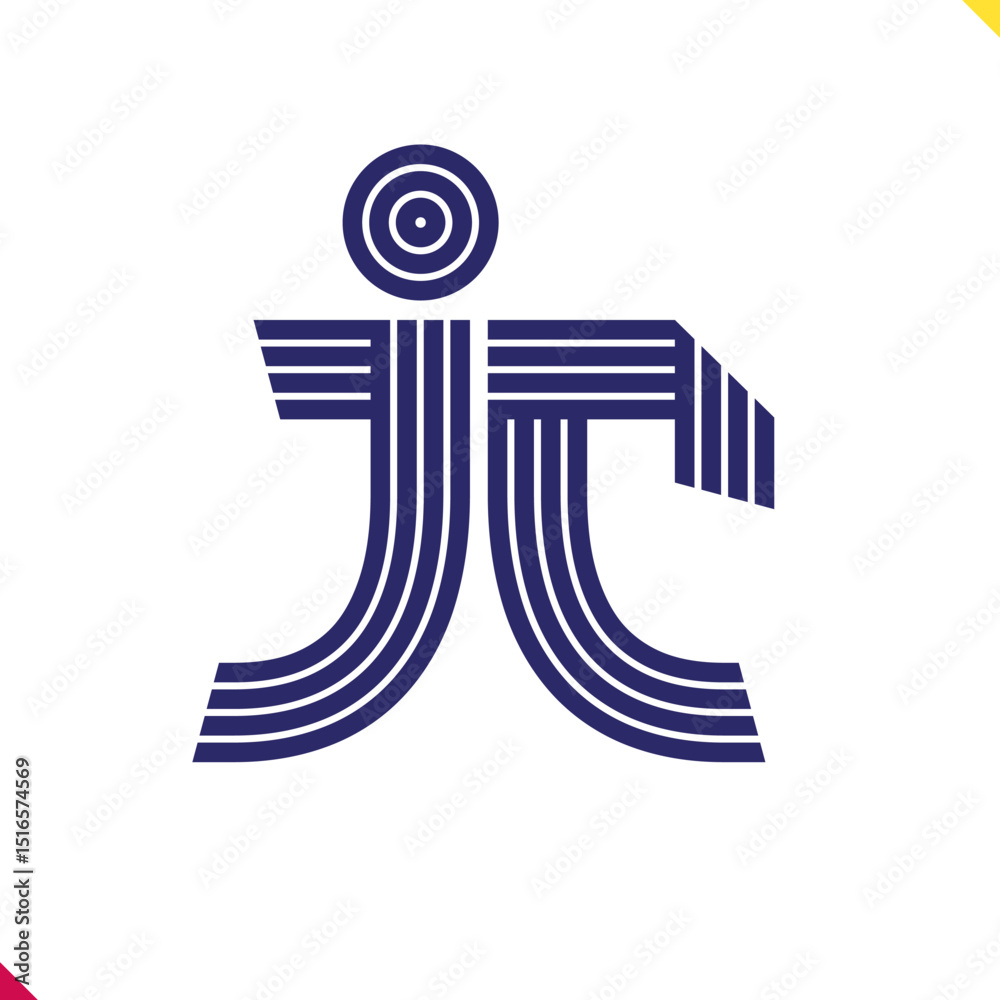 Fototapete parallel line monogram initial logo, combination of letter j and c. best for name abbreviation.