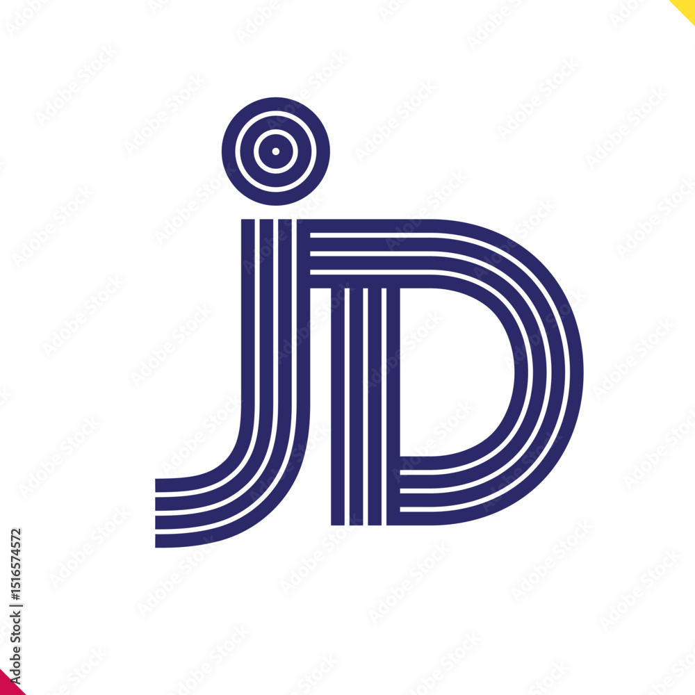 Fototapete parallel line monogram initial logo, combination of letter j and d. best for name abbreviation.