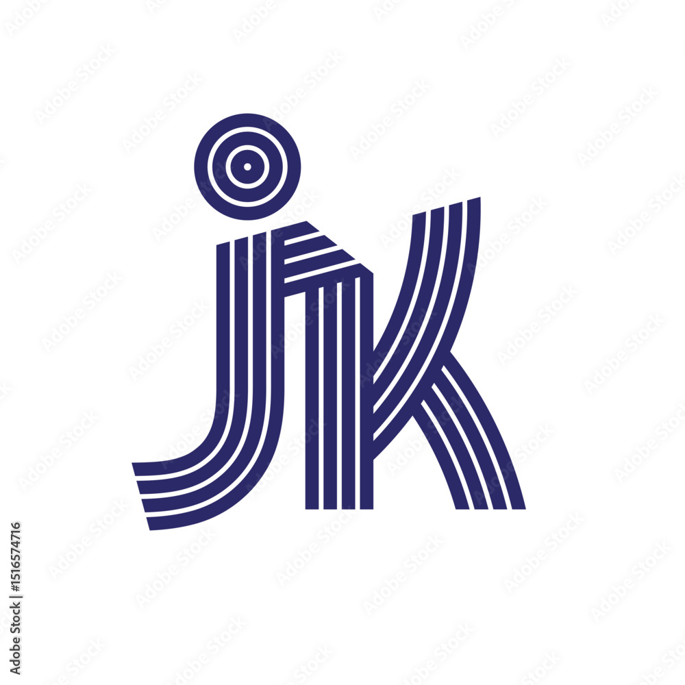 Fototapete parallel line monogram initial logo, combination of letter j and k. best for name abbreviation.