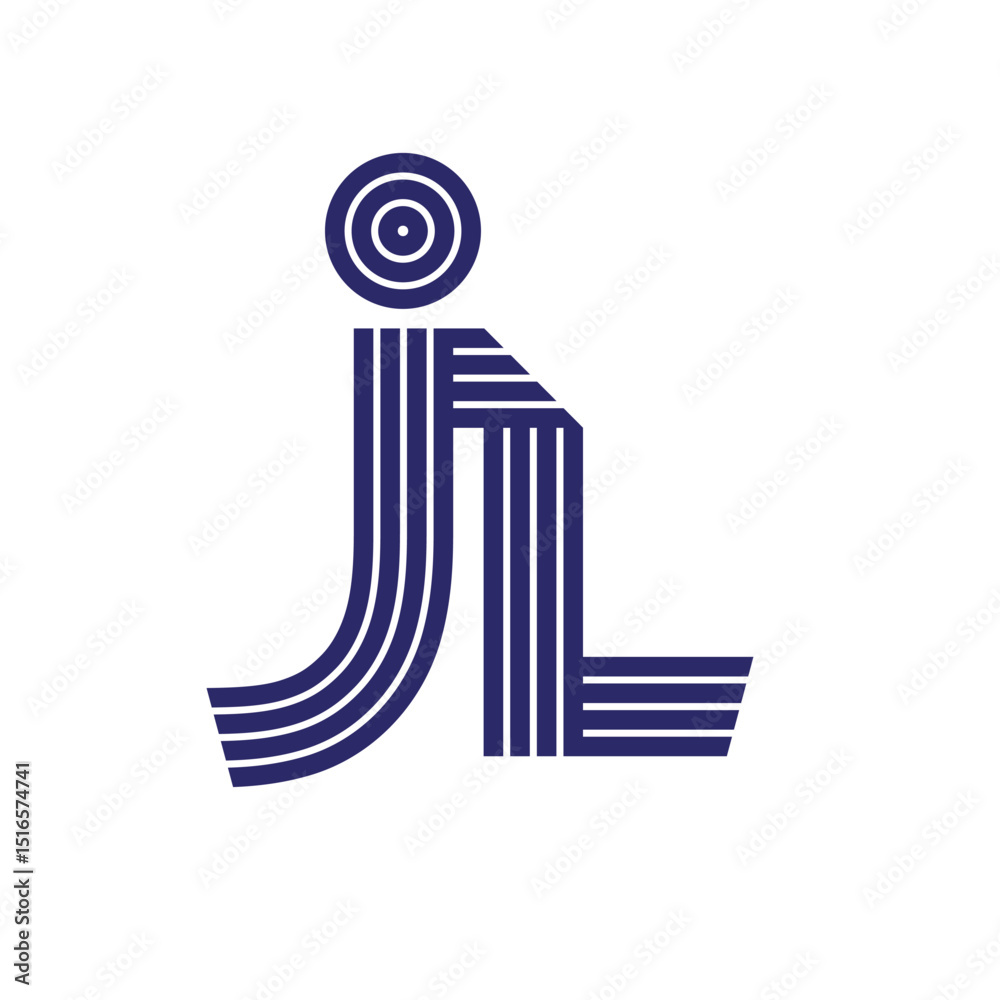 Fototapete parallel line monogram initial logo, combination of letter j and l. best for name abbreviation.