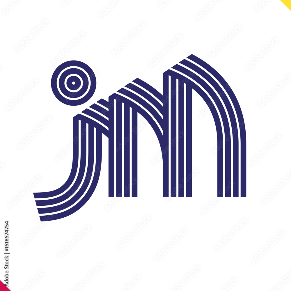 Fototapete parallel line monogram initial logo, combination of letter j and m. best for name abbreviation.
