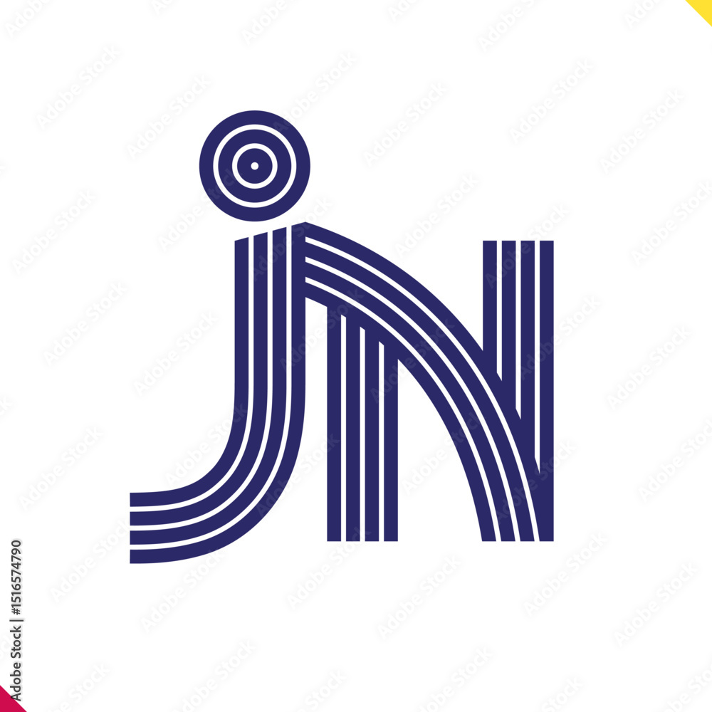 Fototapete parallel line monogram initial logo, combination of letter j and n. best for name abbreviation.
