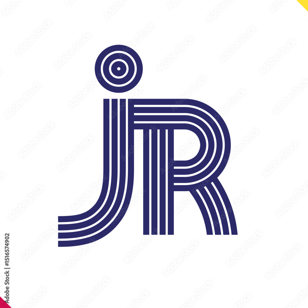 Fototapete parallel line monogram initial logo, combination of letter j and r. best for name abbreviation.