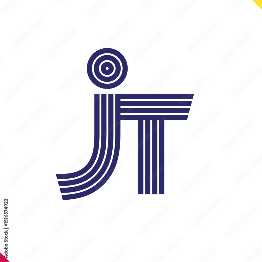 Fototapete parallel line monogram initial logo, combination of letter j and t. best for name abbreviation.