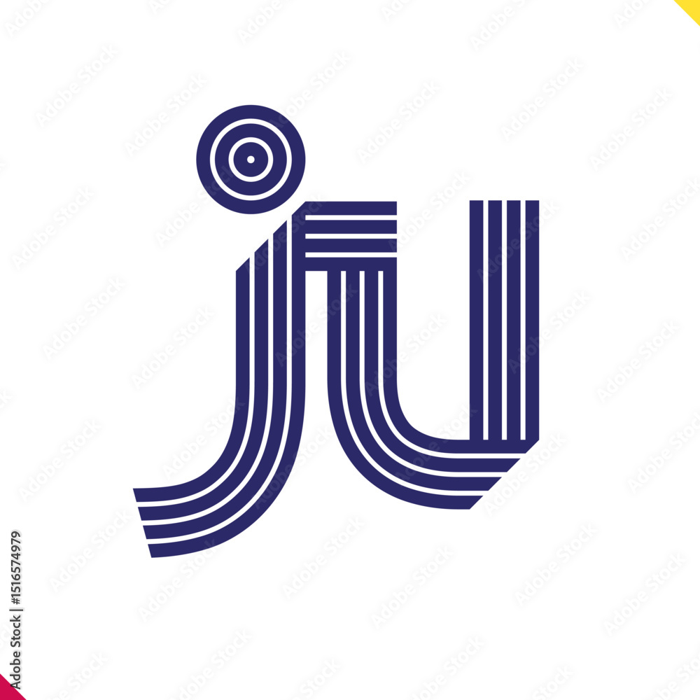 Fototapete parallel line monogram initial logo, combination of letter j and u. best for name abbreviation.
