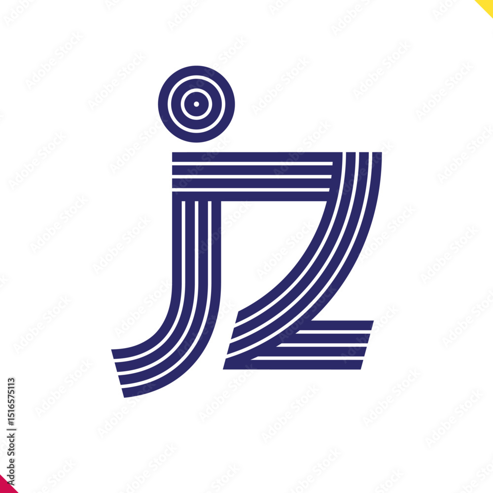 Fototapete parallel line monogram initial logo, combination of letter j and z. best for name abbreviation.