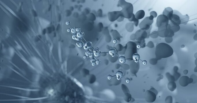5-MeO-DMT rotating molecular 3d structure ball-and-stick model, looped video o-methyl-bufotenin

