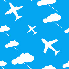 seamless airplane and cloud pattern   planes  