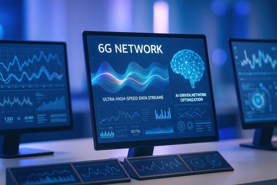 advanced data analytics showcasing 6g network technology with ultra-high-speed data streams and ai-driven optimization for future connectivity solutions