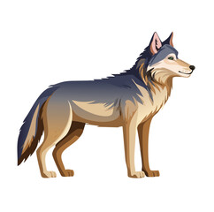 Fototapeta premium Vector Art of a Strong and Serene Wolf with Soft Gradient Colors and Creamy White Underbelly in a Flat Digital Painting Style