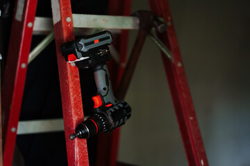 Diy home improvement action workshop setting tool photography indoor environment close-up view...