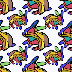 Seamless pattern with hares