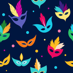 seamless carnival mask pattern   colorful masquera 