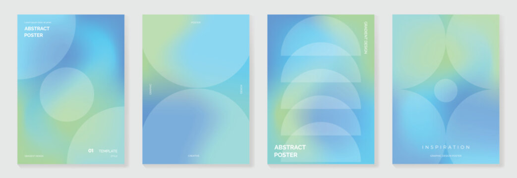 Modern gradient poster background vector set.Cover template with blue perspective geometric prism shapes, line. Ideal design for social media, cover, banner, flyer.