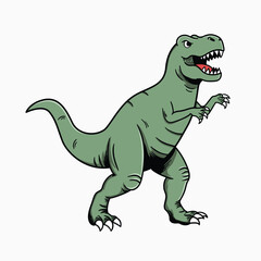 hand drawn green tyrannosaurus rex illustration design