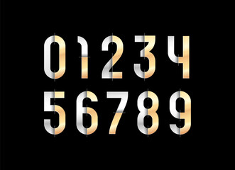 Golden numbers, 3D gold numerals set made in steel style, vector illustration 10EPS