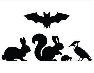 Fototapeta premium Flat Animal Silhouettes