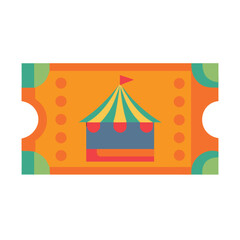 Fototapeta premium Colorful carnival ticket featuring tent illustration design 