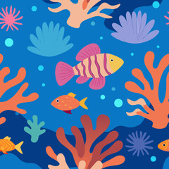 Fototapeta premium seamless coral reef pattern colorful corals sea.svg