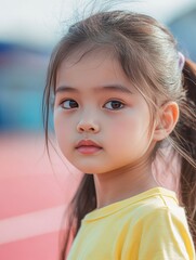 Asian little girl at a track